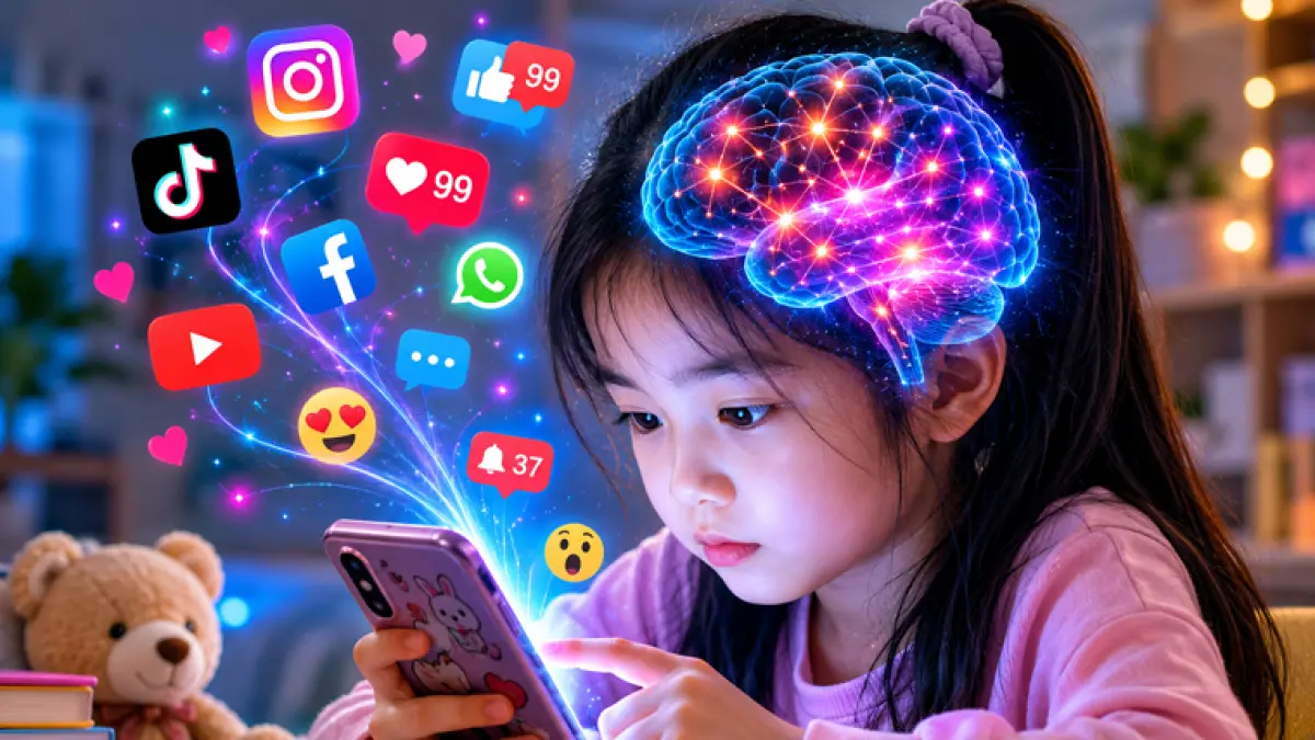 Ilustrasi Anak Bermain Smartphone