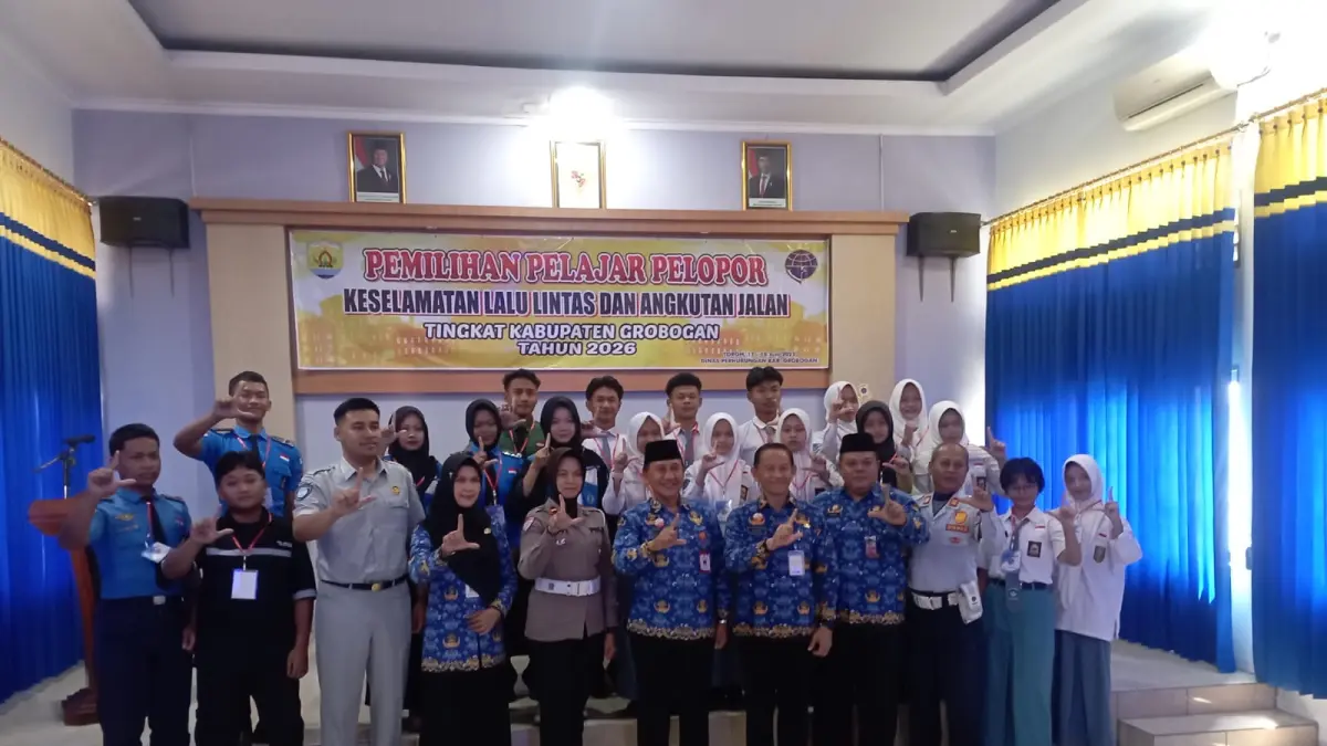 PELOPOR: Satlantas, Dishub dan Jasa Raharja Grobogan saat memilih Pelopor Keselamatan Lalu Lintas.
