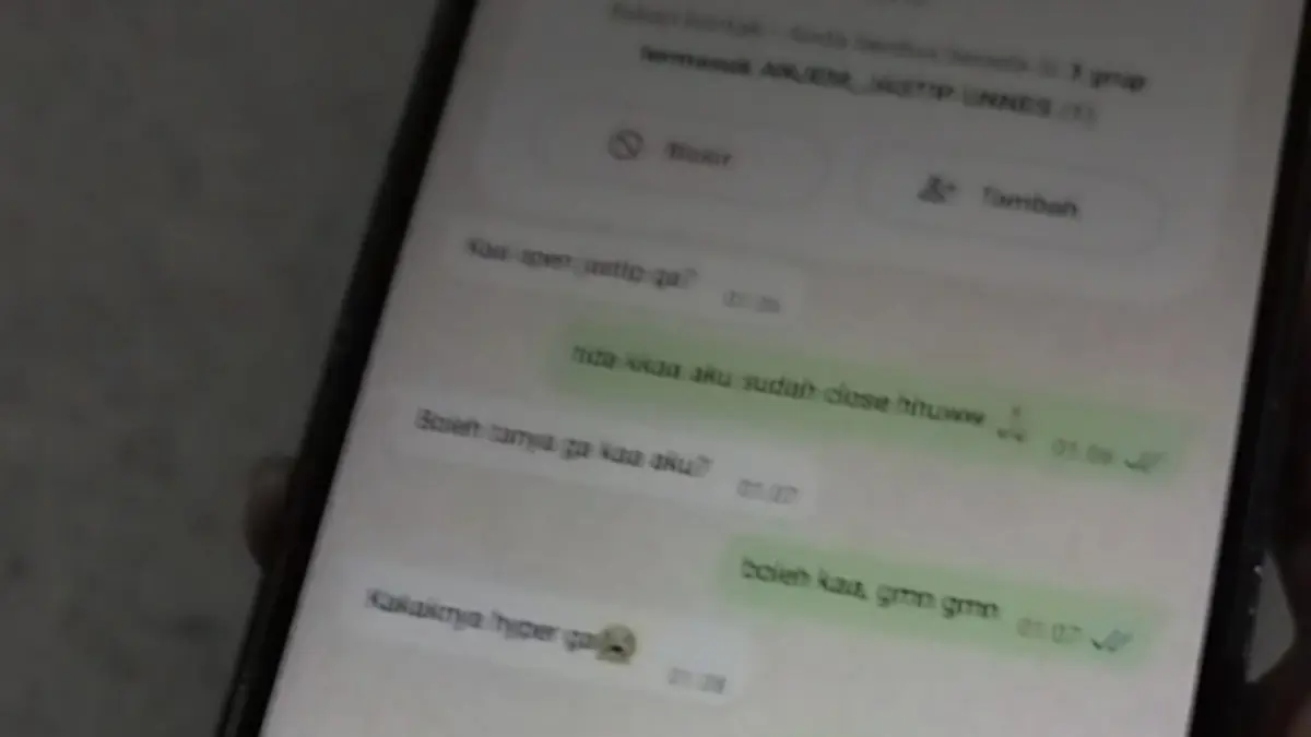 Tangkapan layar chat tak senonoh yang viral dilakukan oleh terduga pelaku.