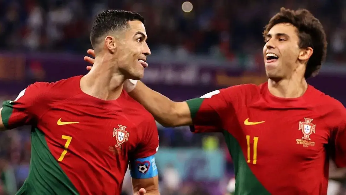 Cristiano Ronaldo dan Joao Felix optimis hadapi Uzbekistan di Piala Dunia 2026. (@CristianoXtra_/X)