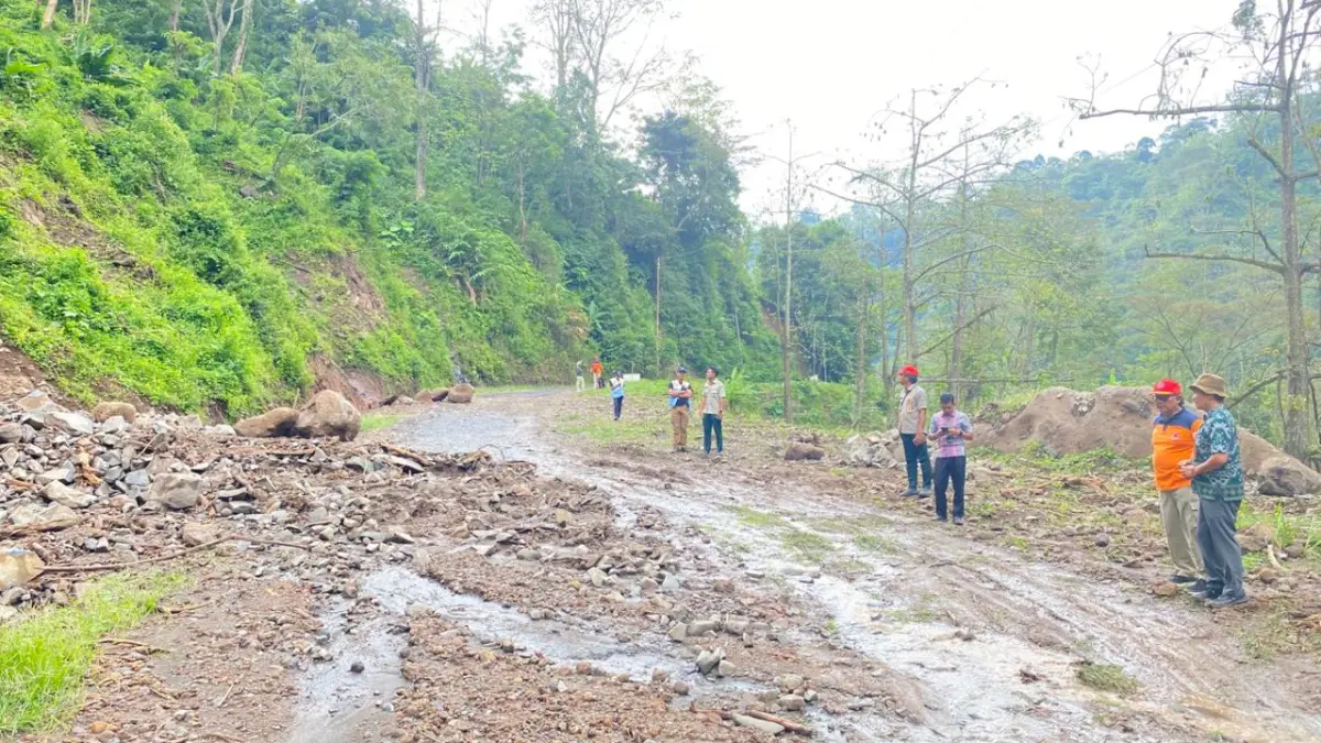 MINOR: Kondisi tutupan longsor di Jalan Damarwulan-Tempur pada Selasa (23/6). (BPBD JEPARA UNTUK RADAR KUDUS)
