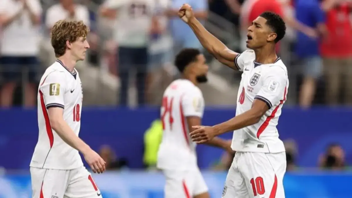 Selebrasi Jude Bellingham saat timnas Inggris mengalahkan Kroasia. (FIFA)