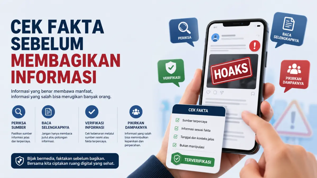 Gambaran mengecek berita sebelum dibagikan