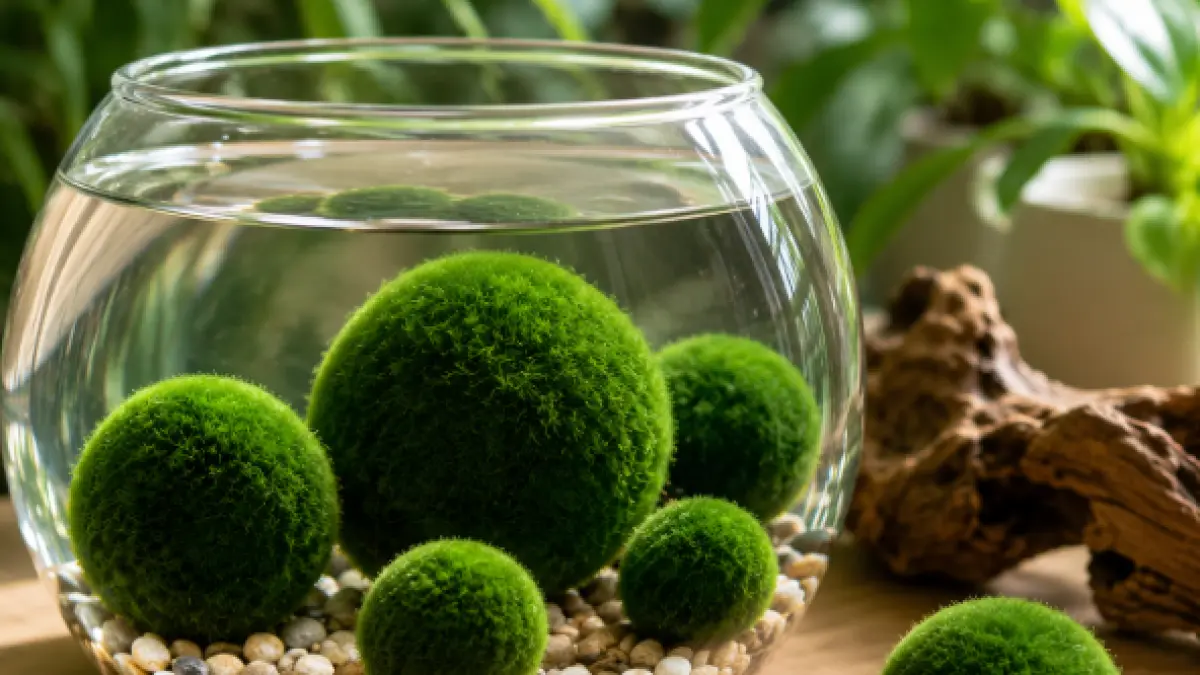 Bola lumut hijau Marimo, tanaman hias air yang cantik, unik, dan tahan hingga ratusan tahun