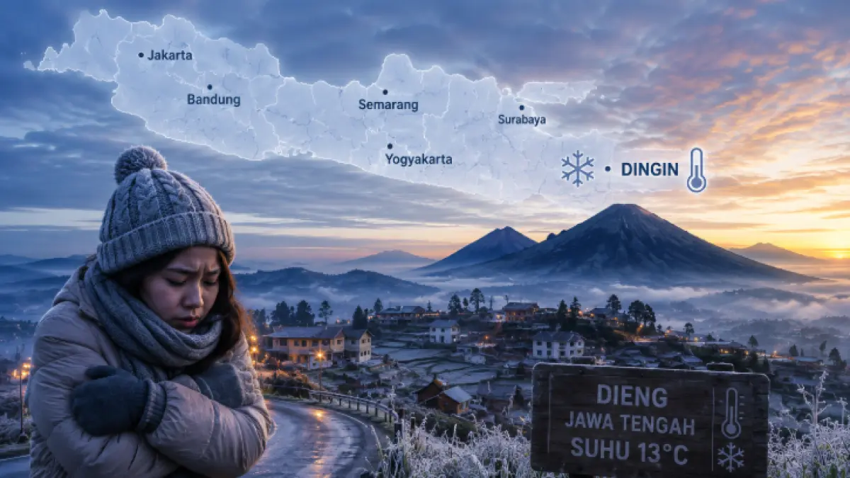 Ilustrasi suhu udara dingin yang dirasakan masyarakat di berbagai wilayah Pulau Jawa pada awal Juli 2026.