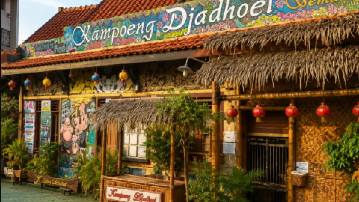 Kampoeng Djadhoel Semarang menghadirkan pengalaman wisata edukatif melalui batik, kuliner tradisional, mural budaya, dan suasana khas kampung tempo dulu.