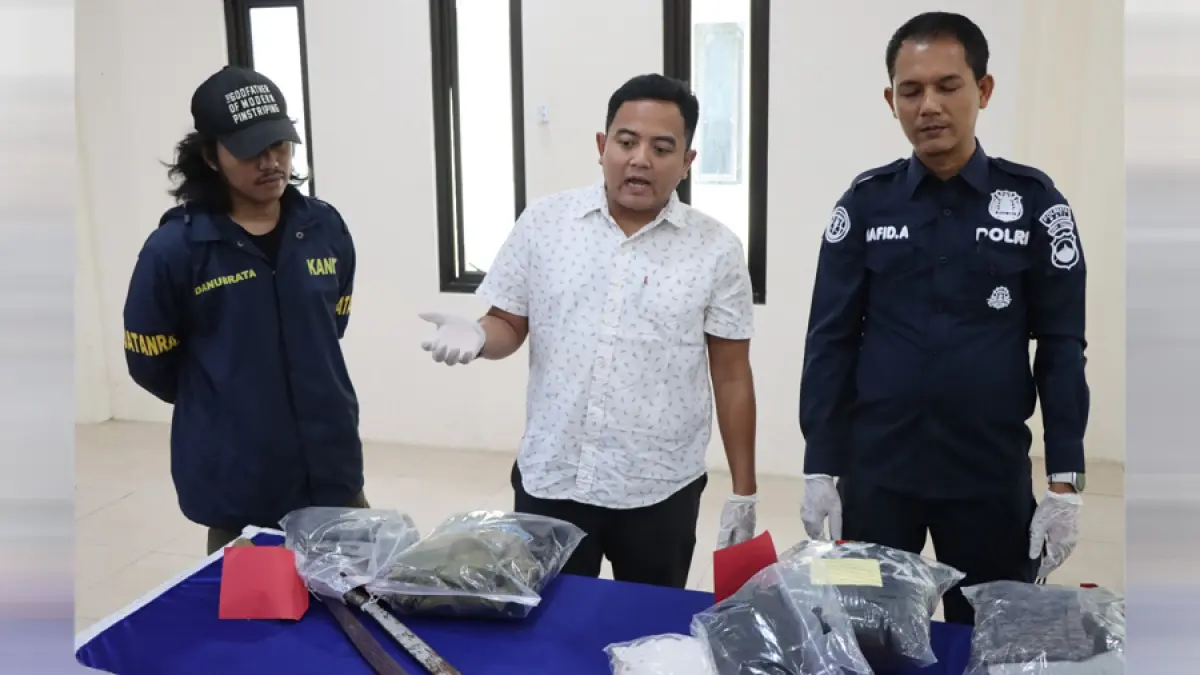 BIKIN RESAH: Polresta Pati berhasil membekuk sejumlah gangster baru-baru ini. (ACHMAD ULIL ALBAB/RADAR KUDUS)