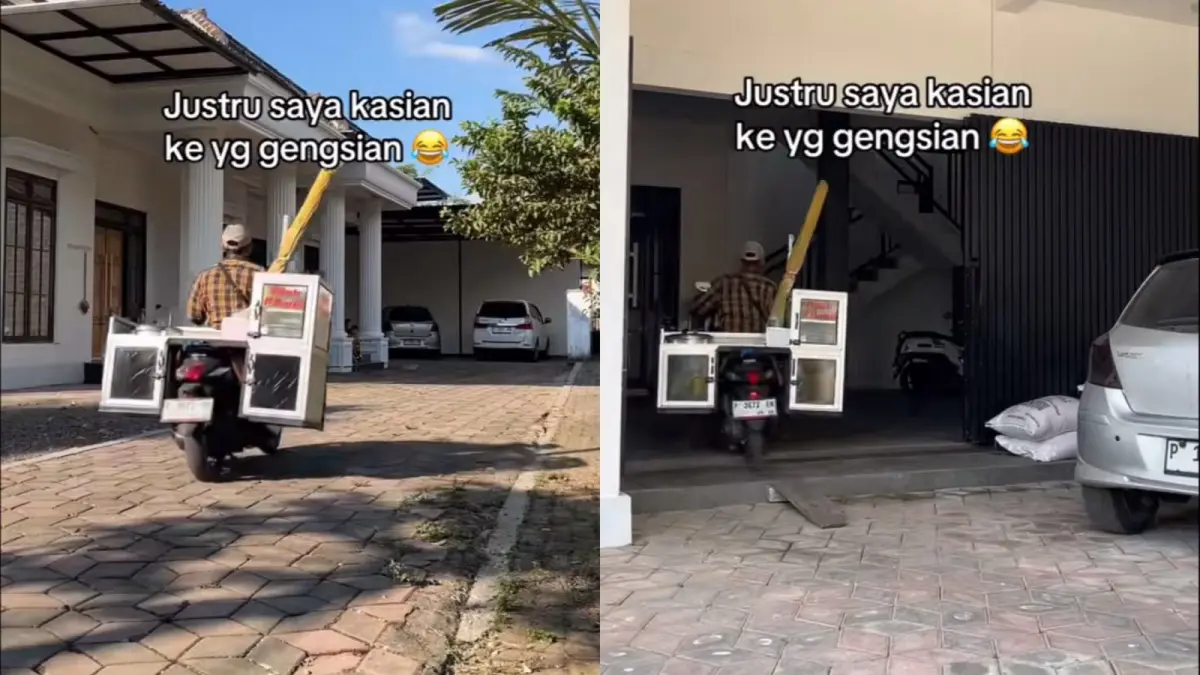 Sosok Danil, penjual cilok yang viral di media sosial karena tetap berdagang meski memiliki hunian mewah.
Foto: TikTok @immpossiblecry