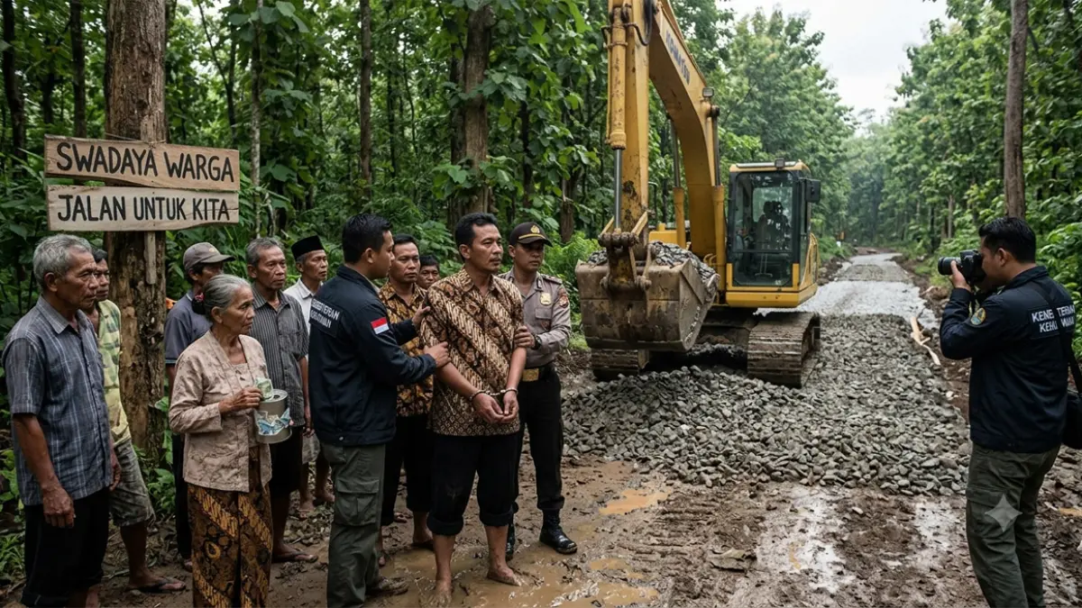 Ilustrasi sekdes di Blora jadi tersangka setelah terlibat dalam pengerasan jalan di kawasan hutan. (ai)