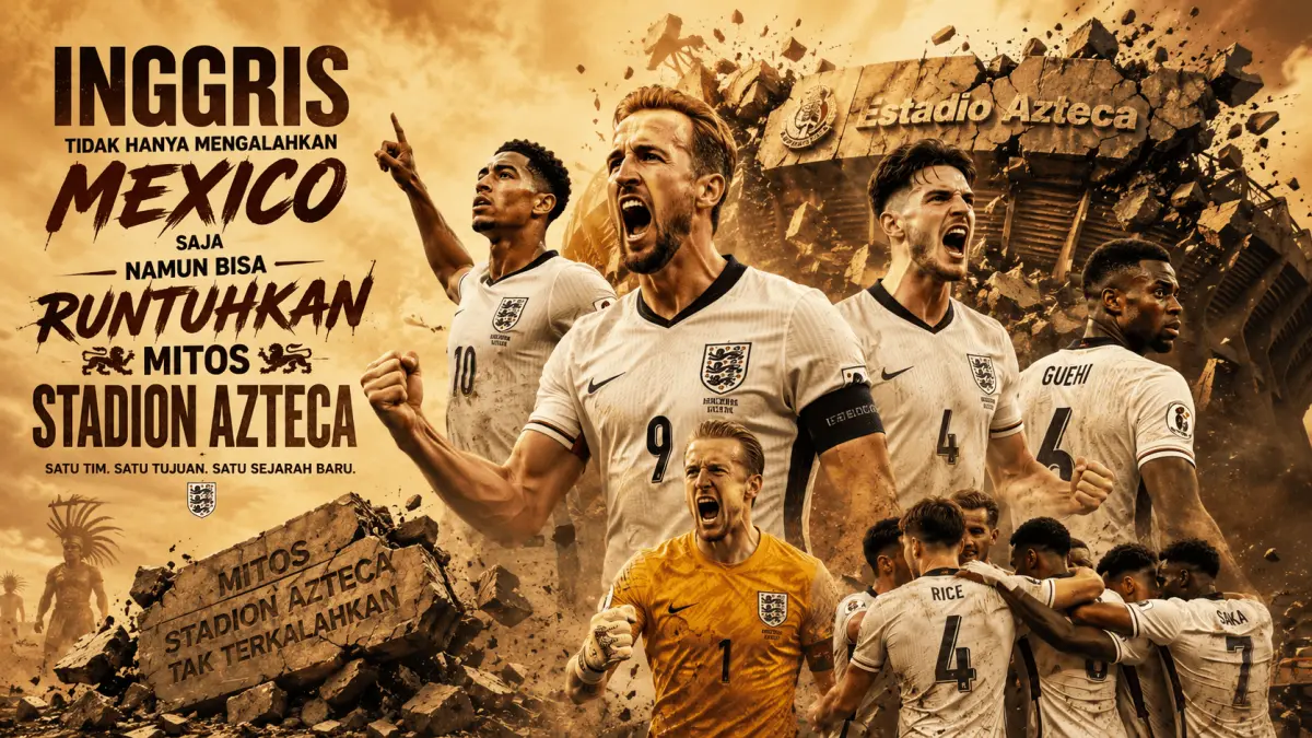 Ilustrasi Timnas Inggris runtuhkan mitos Stadion Azteca, Mexico
