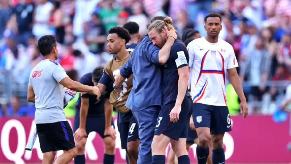 Skuad Amerika Serikat setelah kalah dari Belgia di babak 16 besar Piala Dunia 2026. (FIFA)