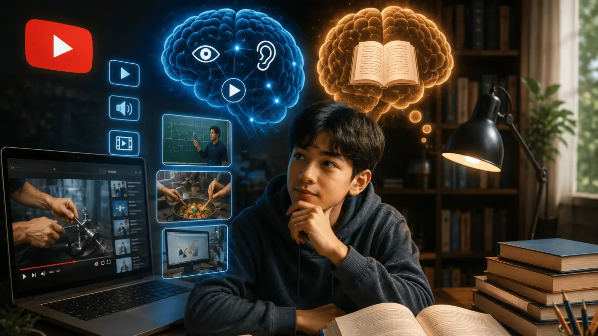 Gambar Ilustrasi bahwa anak zaman sekarang lebih suka belajar dari Youtube ketimbang dari Buku
