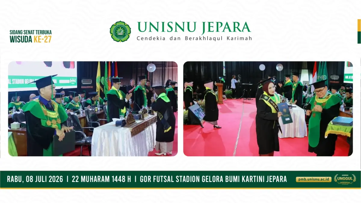 PROSESI: Unisnu Jepara menetapkan 17 wisudawan terbaik dan empat lulusan berprestasi khusus pada Wisuda ke-27 Tahun 2026.