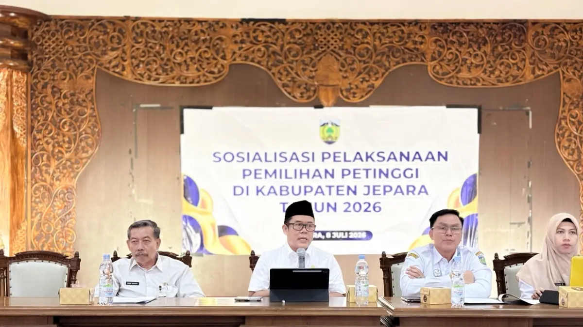 REGULASI: Pemerintah Kabupaten Jepara mulai menyosialisasikan aturan baru Pemilihan Petinggi (Pilpet) Serentak 2026 di Aula Lantai 3 Gedung OPD Bersama, Rabu (8/7).