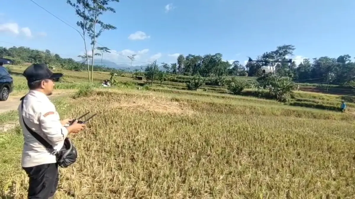 CANGGIH: Proses pelatihan penerbangan drone sebagai inovasi alat pertanian di Kabupaten Jepara. (DKPP JEPARA UNTUK RADAR KUDUS)