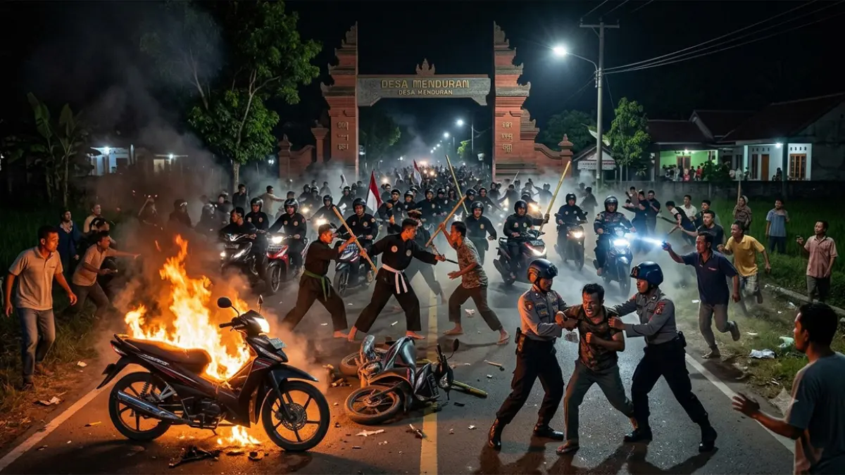 Ilustrasi bentrokan rombongan pesilat dengan warga Menduran Grobogan (ai)