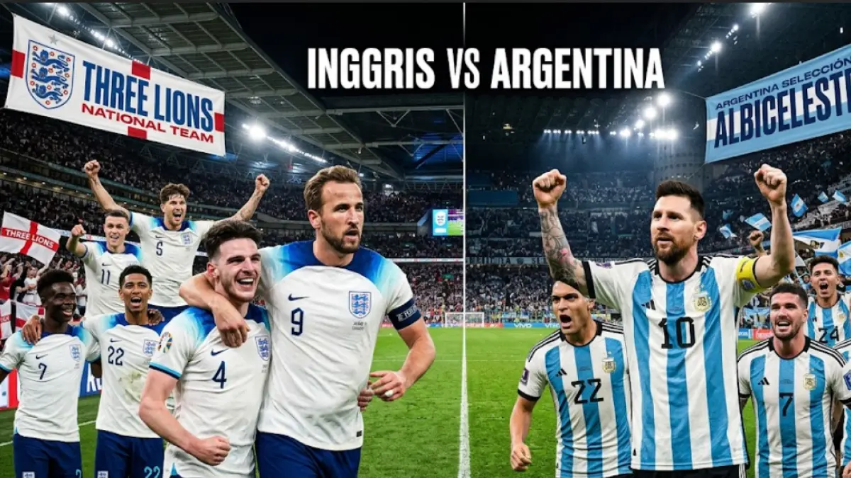 Foto ilustrasi inggris vs Argentina di semifinal piala dunia 2026.