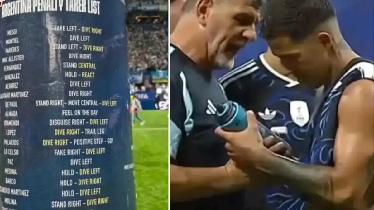Contekan skema penalti timnas Argentina. (Istimewa)