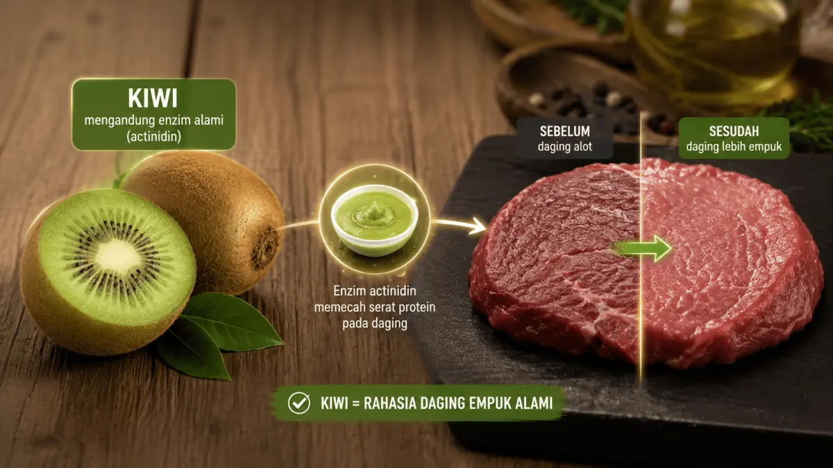 ternyata buah Kiwi bisa membantu daging menjadi empuk secara alami, Berikut Alasannya!