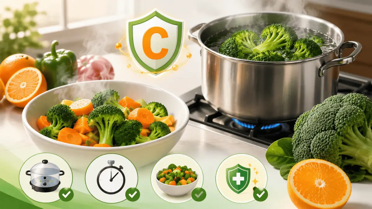 CABUT: Ternyata kalau kelamaan merebus sayur itu jadinya, Vitamin C nya akan mudah Cabut alias Kandungannya akan Menghilang. 