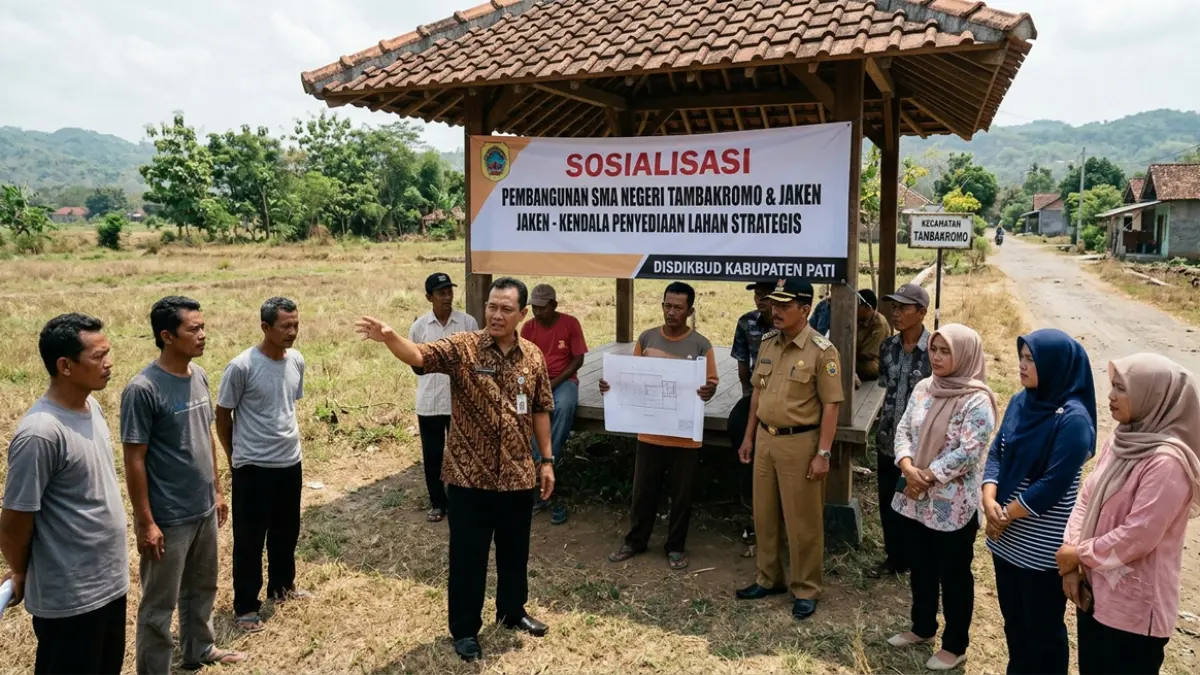 Ilustrasi rencana pendirian SMA Negeri di Kecamatan Tambakromo dan Jaken. (ai)