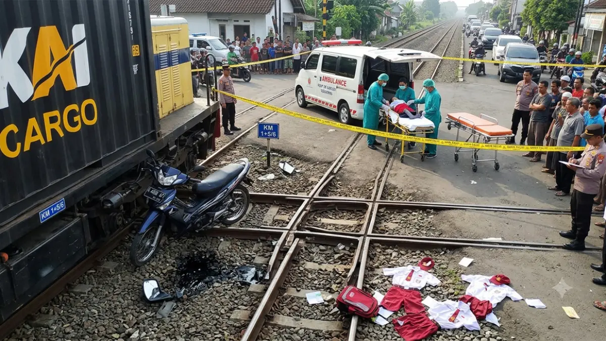 ilustrasi pelajar di Semarang tertemper kereta api (ai)