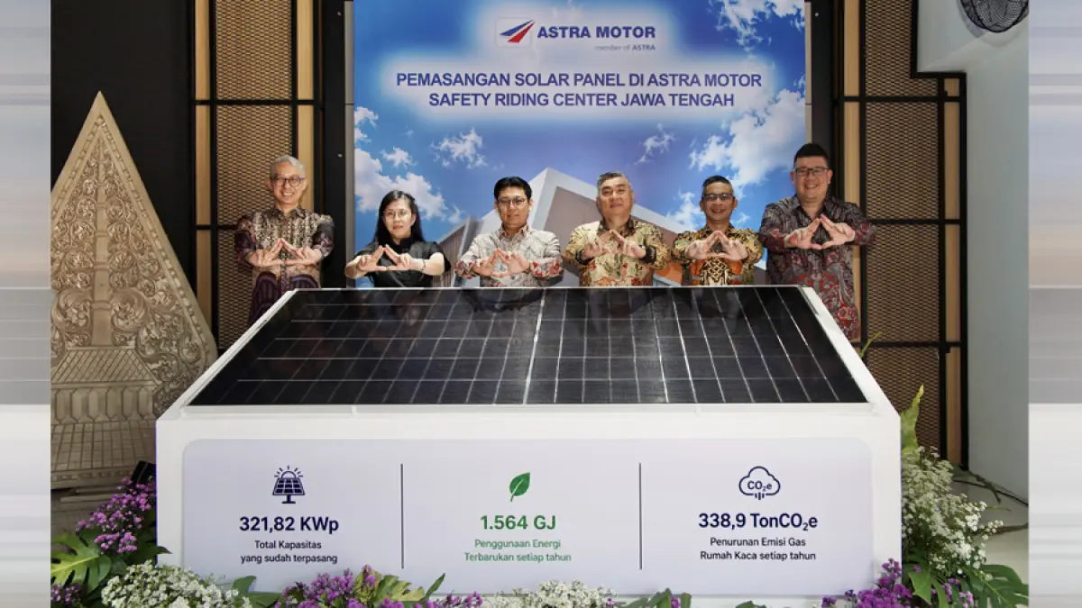 Astra Motor meresmikan penggunaan sistem Solar Photovoltaic (Solar PV) berkapasitas 40 kilowatt peak (kWp) di Astra Motor Safety Riding Center Jawa Tengah