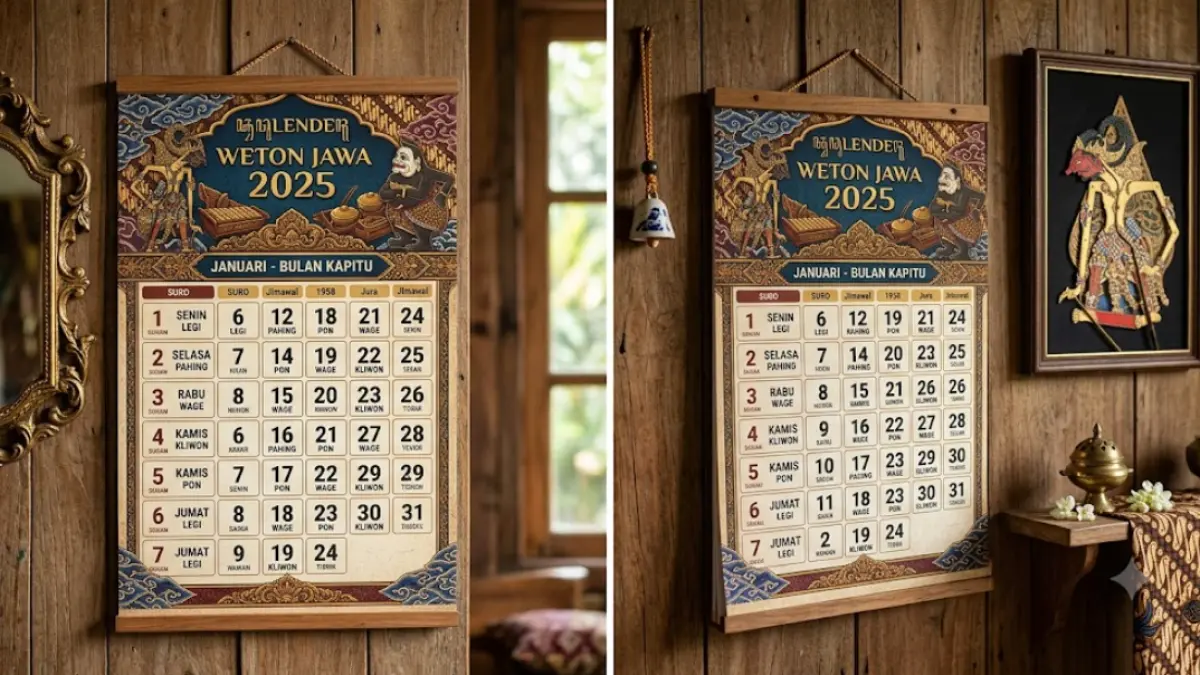 Ilustrasi kalender weton Jawa. (Gemini AI)