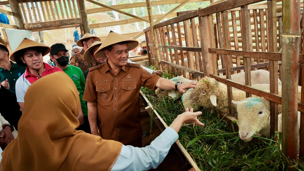 TINJAU TERNAK KAMBING: Gubernur Jawa Tengah Ahmad Luthfi bahkan memasang target lebih besar: Revola direplikasi di seluruh 35 kabupaten/kota di Jawa Tengah.