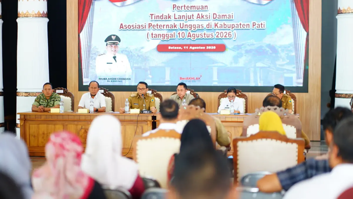 AUDIENSI: Pertemuan antara asosiasi peternak unggas dan perwakilan SPPG di Pati yang difasilitasi pemkab. (HUMAS PATI UNTUK RADAR KUDUS)