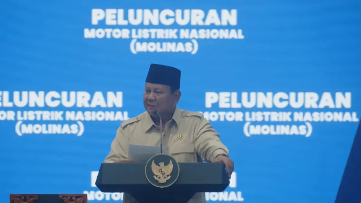 Presiden Prabowo saat sambutan Molinas Resmi Meluncur, Pemerintah Bidik Motor Listrik Lebih Murah untuk Rakyat
