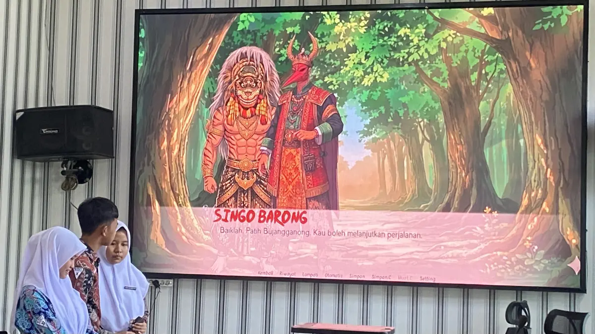 KARYA: Tim Krenova SMAN 1 Blora memperlihatkan game Barongan Blora buatan siswa dengan memanfaatkan teknologi AI