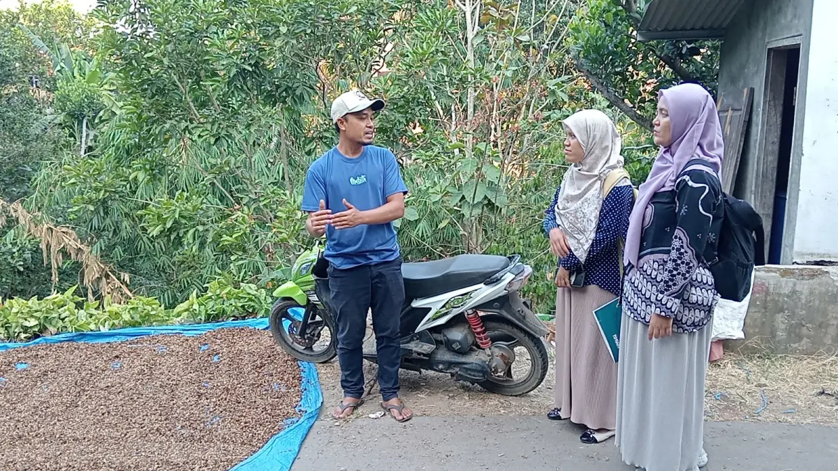 MEMPERHATIKAN: Kegiatan edukasi dan pelatihan olahan produk kulit kopi Rahtawu.