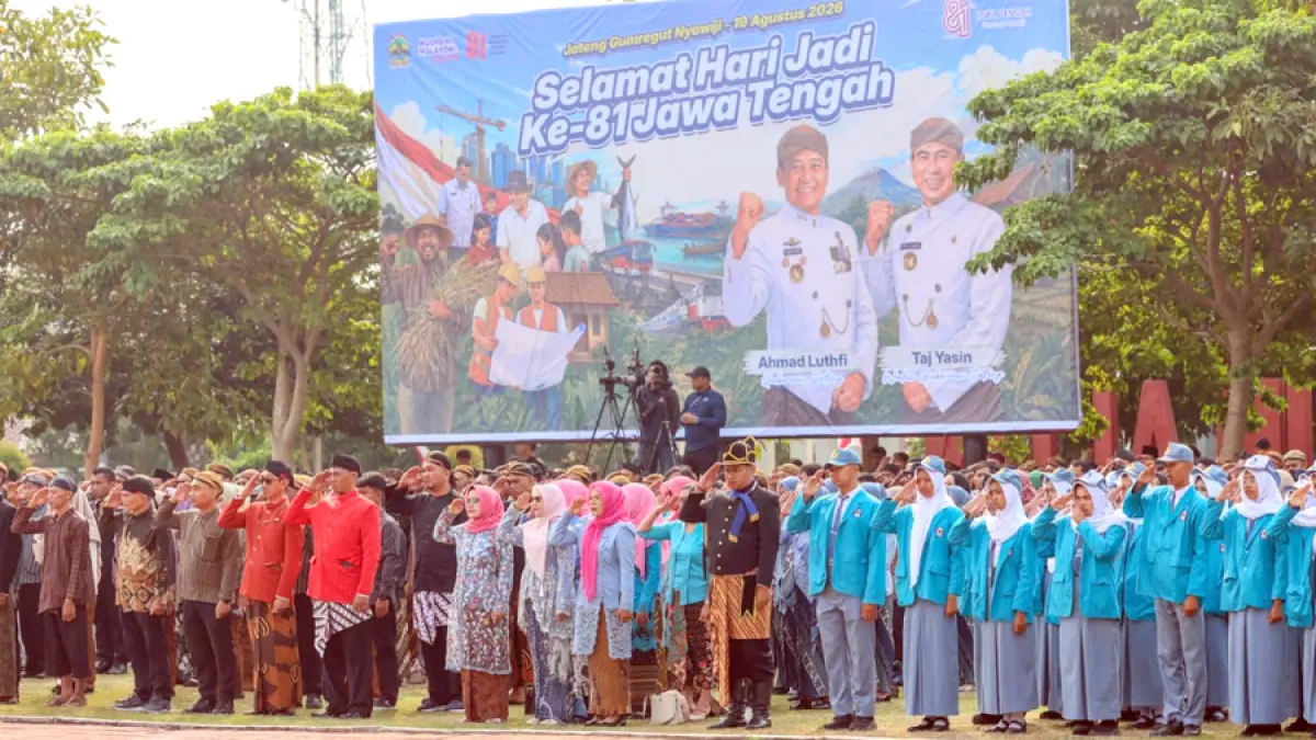 Upacara peringatan Hari Jadi Provinsi Jawa Tengah berlangsung di Alun-Alun Kidul Kabupaten Boyolali, Rabu (19/8/2026).