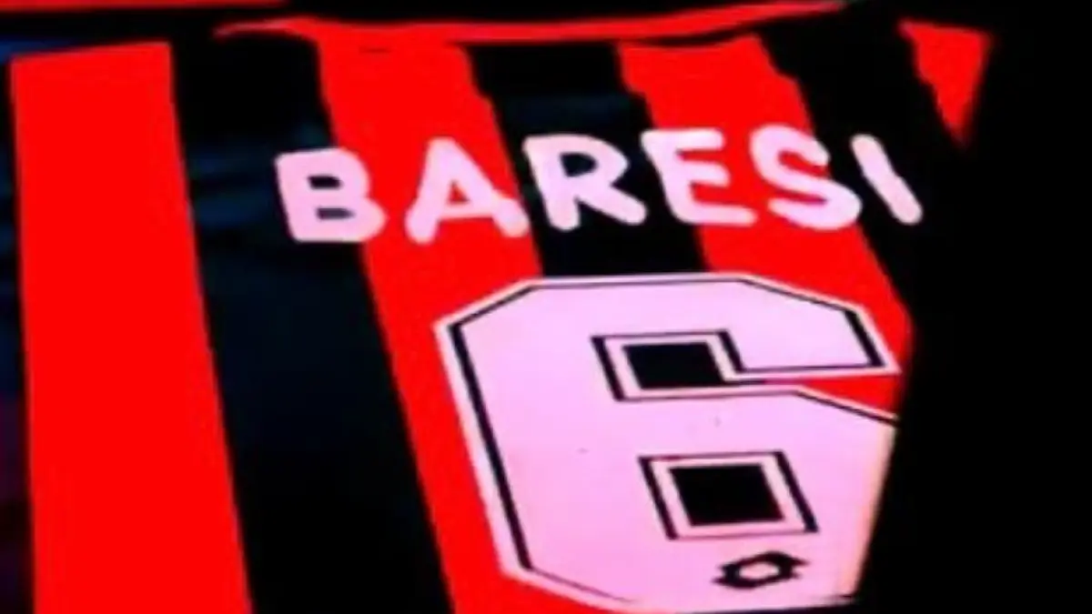 Jersey nomor punggung 6 milik Franco Baressi di AC Milan.
