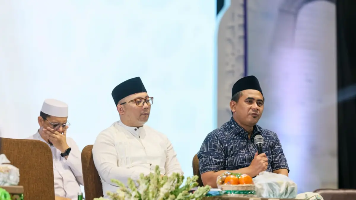 Taj Yasin saat memberikan sambutan dalam sebuah kegiatan di Kabupaten Kudus, Sabtu (22/8/2026) malam.