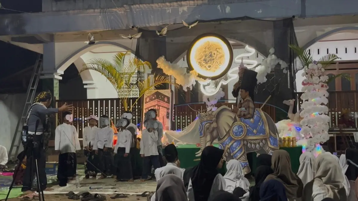 MENGHIBUR: Peringati Maulid Nabi, API Syarif Hidayatullah Sukosono Jepara menggelar teatrikal kisah Tahun Gajah agar santri mudah mengingat sejarah kelahiran Rasulullah.