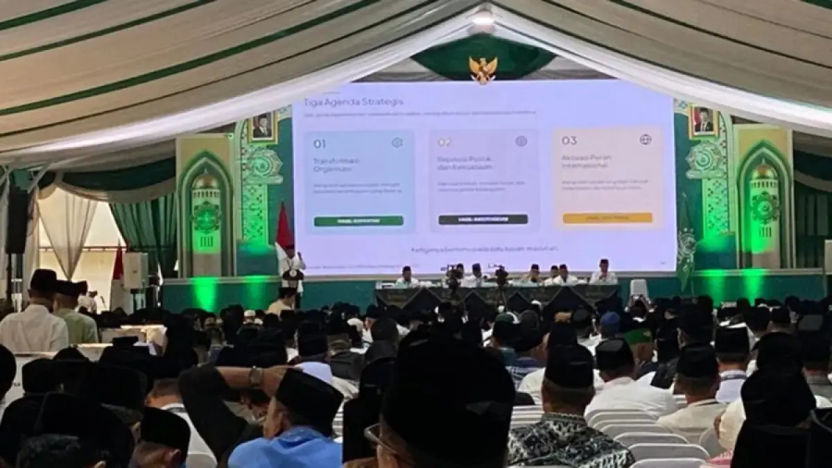 LANCAR: Sidang Pleno II Laporan Pertanggungjawaban PBNU, di Gedung Serbaguna (GSG) KH Hasbullah Ahmad Tambakberas, Jumat (28/8).