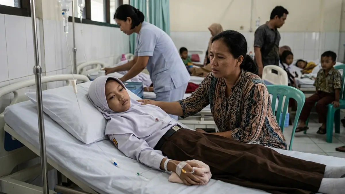 Ilustrasi siswa keracunan makanan (ai)