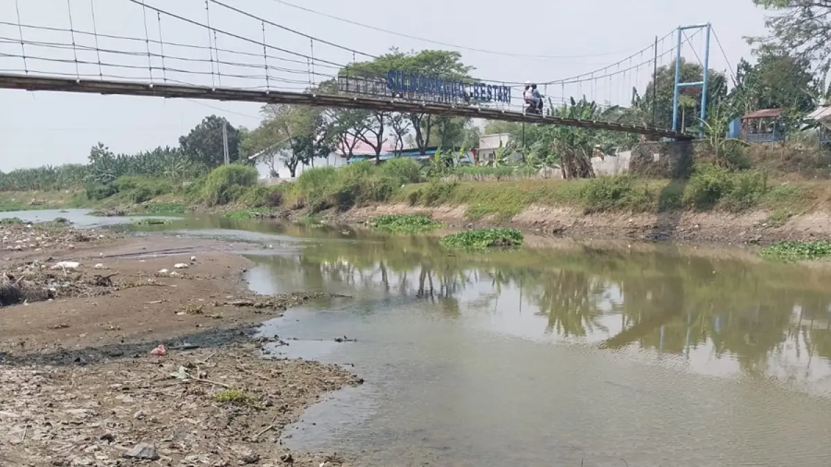 SURUT: Sungai Silugonggo Mengering belum lama ini. (ANDRE FAIDHIL FALAH/FALAH RADAR KUDUS)