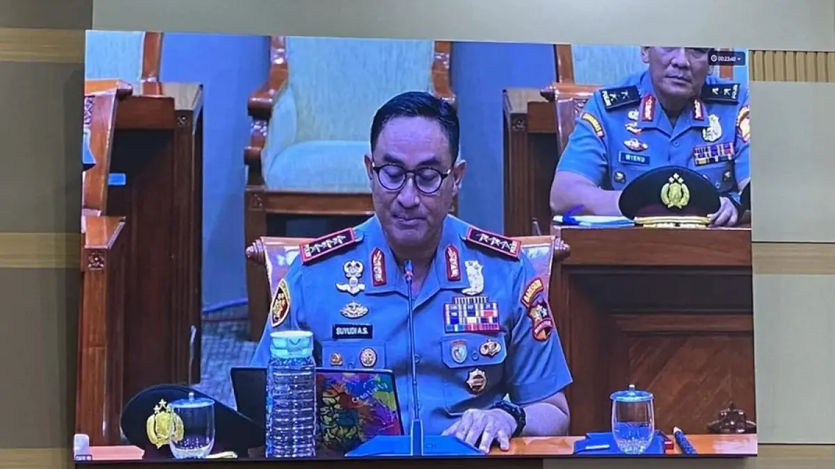 Komisaris Jenderal Polisi Suyudi Ario Seto mengikuti uji kelayakan dan kepatutan sebagai calon kapolri di Gedung DPR, Jakarta, Kamis (1/10/2026). (ANTARA/Fath Putra Mulya)
