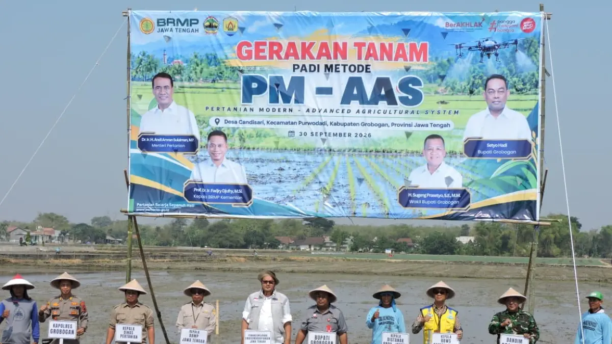 PERTANIAN MODERN: Pemberlakukan PM-AAS di Desa Candisari Kecamatan Purwodadi.