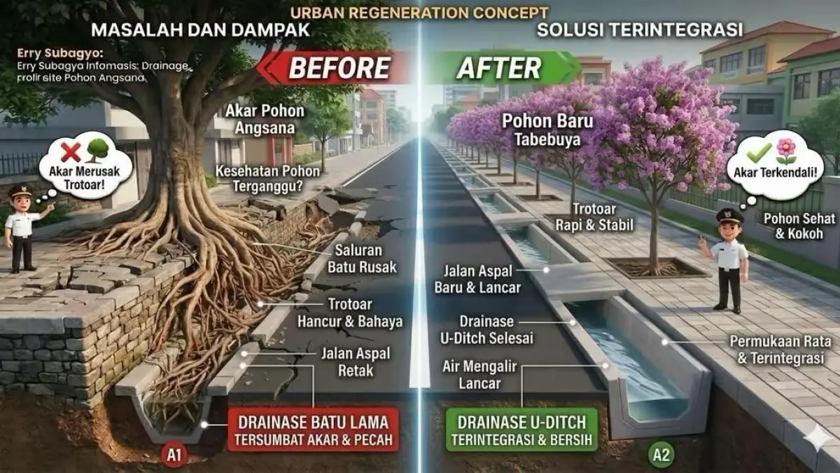 (Ilustrasi perbaikan drainase dan trotoar di Kota Purwodadi)