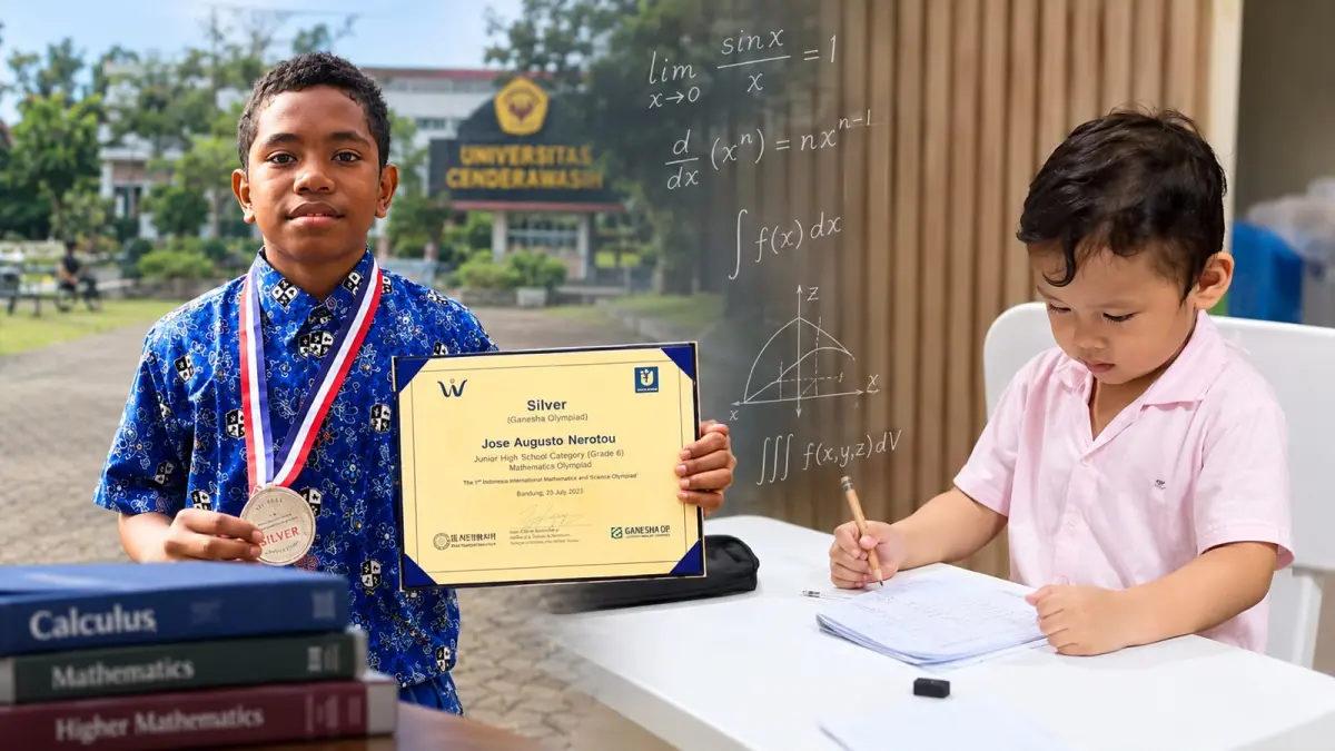 Jose Nerotou dan Kenkulus, dua anak Indonesia yang mencuri perhatian lewat ketertarikan mereka pada dunia matematika sejak usia dini.