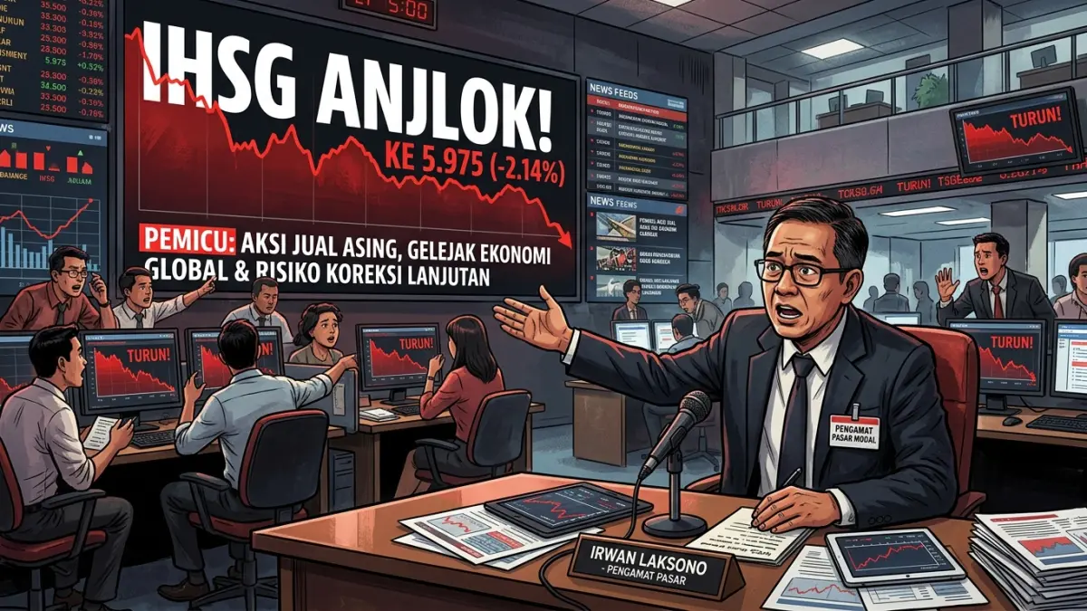 Ilustasi IHSG Tertekan Sentimen Global dan Domestik, Pengamat Ingatkan Potensi Koreksi Lanjutan.