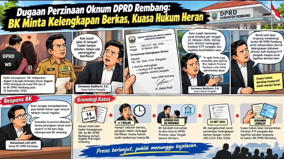 Dugaan Perzinaan Oknum DPRD Rembang: BK Minta Kelengkapan Berkas, Kuasa Hukum Heran