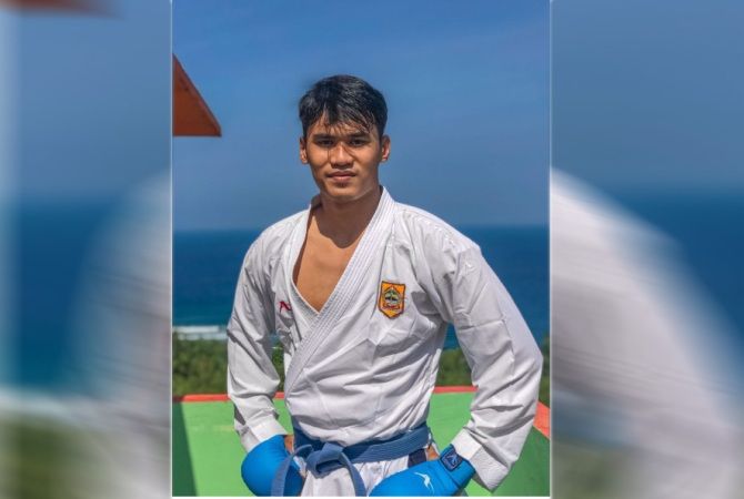 SPORTIF: Atlet karate Jepara yang mewakili Jawa Tengah pada PON XX Papua, Farizal Wahyu Adika meraih medali perunggu pada cabang olahraga Karate Kumite +84 kg Putra. (FORKI JEPARA FOR RADAR KUDUS)