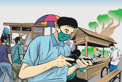JUALAN: Pasar tiban Karangbener, Bae diperbolehkan buka kembali. (DONNY SETYAWAN/RADAR KUDUS)