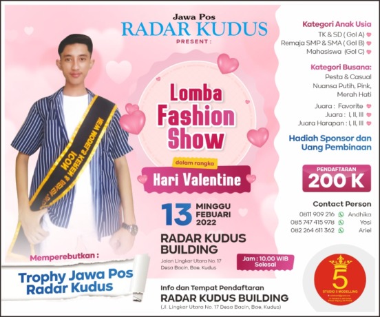 Radar Kudus menggelar Lomba Fashion Show dalam rangka Hari Valentine.