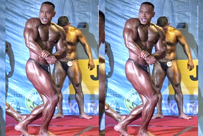 JUARA: Atlet Binaraga Grobogan Eko Suryono ketika mengikuti Kejurprov Binaraga Jawa Tengah di Surakarta beberapa waktu lalu. (SIROJUL MUNIR/RADAR KUDUS)